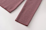 MQTIME  -  Vintage Women Striped Knitted Shirt Slim Buttons Pullovers Sweater Lady Top Spring Autumn Female Long Sleeve Knit T-Shirt