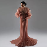 MQTIME  -  Dreamlike Pink Pleated Maternity Dresses Photoshoot Hot Sale Pleated Organza Maternity Dress Pregnancy Baby Shower Dress Custom