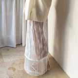 MQTIME  -  Fashion Sheer Floral Lace Women's Maxi Skirt Tassel Elegant Romantic Evening Party Clubwear Skirts Female Y2k Skirt