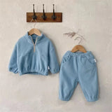 MQTIME  -  Kids Fleece Warm Set Winter Plus Velvet Outfits Long Sleeved Pullover Tops+Pants 2Pcs Autumn Children's Casual Clothing Suits