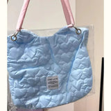 MQTIME  -  Harajuku Blue Shoulder Bags Women Transparent Large Capacity Casual Tote Bag Ladies Sweet Canvas Messenger Bag Aesthetic