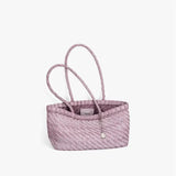  MQTIME  -  Lightweight Korean Woven Tote Bag, Minimalist PU Shoulder Handbag With Mini Inner Pouch, Women Vacation Underarm Basket Purse