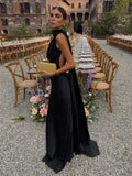 MQTIME  -  Ribbon Satin Long Party Dress Women Elegant Solid Sleeveless Female Backless Dresses 2025 Spring Summer Lady Evening Club Gowns