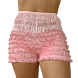 MQTIME  -  Womens Kawaii Lace Ruffle Bloomers Shorts Layered Pettipants Victorian Pumpkin Pants Panties Booty Shorts Lolita Safety Bottoms