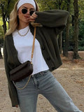 Mqtime Olive Green Retro Women Knit Cardigan Long Sleeve Single Breasted Loose Female Sweater Autumn Chic Casual Knitwear