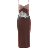 MQTIME  -  Lace Patchwork Dress Women Fashion Sexy Hollow Backless Square Collar Sleeveless Elegant Evening Party Club Bodycon