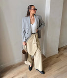 MQTIME  -  Spliced Wrapped Wide-leg Pants Women's 2025 Autumn New Design High-waisted Slimming Casual Trousers Women's Clothing