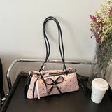 MQTIME  -  Korean Y2k  Large Capacity Handbag Shoulder Bags Retro Cute Bow Lace Ballet Style Points Women's Bag Tote Bags Beach Bag Purse
