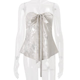 MQTIME  -  Summer New Chinese Style Lace-up Slash Neck Sleeveless Off Shoulder Tanks