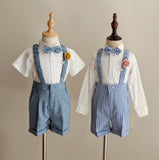 MQTIME  -  Boys Suit for Weddings Party Summer Autumn Gentleman Plaid Birthday Blazer Set Baby 1 To 4 Y Kids photograph Costumes