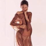 MQTIME  -  Women Photography Props Vintage Elegant Maternity Dresses Long Sleeves Pregnancy Dress Studio Shooting Photoshoot Clothing
