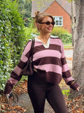  MQTIME  -  Autumn High Street Chic Women Fashion Striped Knitted Sweater Women Long Sleeve Vintage Style Casual Pullover Tops