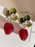 Mqtime 2pcs Lovely Fruit Strawberry Women's Earrings Romantic Valentine's Day Gift