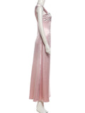 MQTIME  -  Puss Sexy Satin Wedding Dress Women Strap Low-Neck Rhinestone Patchwork Elegant Classic Evening Party Dating Slim Bodycon