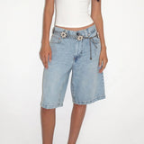 MQTIME  -  Women's Jean Shorts Y2k Loose Denim Baggy Bermuda Shorts Low Rise Wide Leg Trendy Casual Summer Denim Shorts