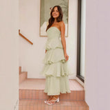 MQTIME  -  Summer New Sexy Strapless Women Cake Dress Simple Solid Color Female Banquet Party Dresses