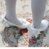 MQTIME  -  Japanese Vintage Gothic Style Lolita Shoes Women Sweets Polka Dot Print Lace Bow Metal Button Mary Jane Shoes Fashion Wedge Heel