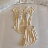 MQTIME  -   New Homewear Two-Piece Short-Sleeved Top Shorts Suit Pajamas Set Summer Comfortable Sleepwear Women Loungewear Pijama