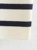 MQTIME  -  Vintage Women Striped Short Tshirts Fashion Ladies Slim Knitted Crop Tops for Womens Casual Tees Female Clothes Chic