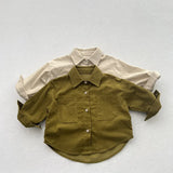  MQTIME  -  Autumn New Children Long Sleeve Shirts Cotton Girls Vintage Solid Coat Fashion Boys Casual Lapel Shirts Kids Clothes