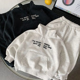 MQTIME  -  Boys' Suit Autumn and Winter New Children's Wear Korean Style Boys and Girls Handsome Letter Sports Hoodie Two-piece Set