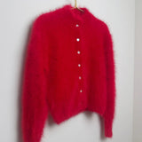 MQTIME  -  Women's Casual Fuzzy Knit Cardigan Sweater Crew Neck Long Sleeve Button Front Cropped Mohair Soft Warm Winter Outerwear