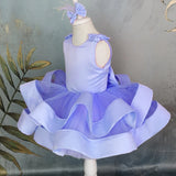 MQTIME Pink Flower Girl Dresses Satin Tulle Tiered With Bow Sleeveless For Wedding Birthday Party First Communion Gowns