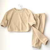  MQTIME  -  Korean Style 2-6Yrs Children Clothing Suit Long Sleeve Cotton Solid T-shirt+Pants Spring Autumn Baby Boys Girls Clothes Set