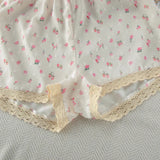 MQTIME  -  Printed Breathable Convex Jacquard Thin Suspender Shorts Lace Pajamas New Home Wear