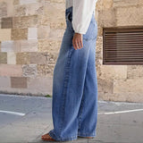 MQTIME  -  Women Wide Leg Jeans Cotton Blend High Waist Baggy Loose Fit Full Length Jeans Trendy Fashion Denim Pants American Style Jeans