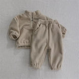 MQTIME  -  Kids Fleece Warm Set Winter Plus Velvet Outfits Long Sleeved Pullover Tops+Pants 2Pcs Autumn Children's Casual Clothing Suits