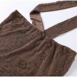  MQTIME  -  Fashion Floral Sequin Beading Vest For Women Street Scarf Neck Cropped Tank Female Elegant Backless Sleeveless Evening Party Top