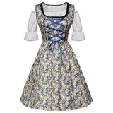 MQTIME  -  Oktoberfest Costumes Women's Elegant Vintage Drawstring Lace-up Party Dresses Womens Traditional Oktoberfest Dress Maid Outfits