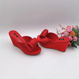 MQTIME  -  European and American Style Summer New Rhinestone Thick-bottomed High-heeled Wedge-heeled Cool Slippers