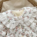 MQTIME  -  Winter 0-24M Toddler Baby Girl Warm Thick Romper Floral Printing Newborn Baby Girl Plush Jumpsuit Children Warm Thick Clothes