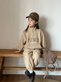  MQTIME  -  Winter New Children Plus Velvet Thick Clothes Set Boys Girls Fleece Letter Sweatshirt + Pants 2pcs Suit Kids Sports Outfits
