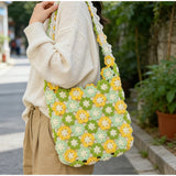  MQTIME  -  Colorful Flower Crochet Tote Bag, Handmade Knitted Shoulder Bag, Lightweight Summer Beach Travel Handbag For Women Vacation