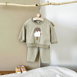 MQTIME  -  New Spring Baby Clothes Set Cute Infant Boys Cartoon Ice Cream Hoodie Suit Toddler Loose Outfit 2PCS