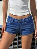 MQTIME  -  Womens Low Waist Distressed Denim Shorts Summer Casual Hotpants Y2k Style