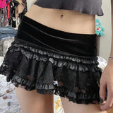  MQTIME  -  Lace Splicing Skirt Low Waist A Word Cake Skirt Women's Clothing