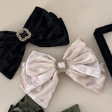 Mqtime Vintage Velvet Bow Large Hair Clip Headwear 2024 Autumn Winter Temperament Zircon Korean Elegant Hairpin Female Hair Accessories