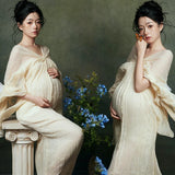 MQTIME  -  Women Maternity Dress for Photoshoot Lady Photography Clothing Elegant White Off-Shoudler Long Dress Greece Pregancy Dresses