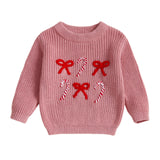 MQTIME  -  Adorable Toddler Girl Christmas Sweaters with Festive Reindeer and Snowflake Embroidery Long Sleeve Round Neck Toddler