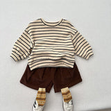  MQTIME  -  Autumn New Children Long Sleeve T Shirts Cotton Boys Girls Casual Striped Sweatshirt Baby Vintage Pullover Tops Kids Clothes