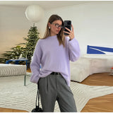 MQTIME  -  Fluffy Mohair Sweater Women Oversize Slouchy Long Sleeve Round Neck Autumn Cozy Knitwear Women Knit Sweet Lady Jumper 2025