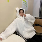 MQTIME  -  Autumn Winter Women Hoodies Solid Color Thicken Warm Jackets Casual Hooded Coats Zipper Sweatershirt Female Lamb Wool Outerwear