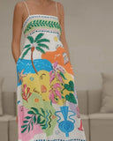 MQTIME  -  Women Models Fashion Summer Hanging Strap Printed Cool And Elegant Beautiful And Elegant Beach Dress