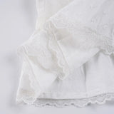 MQTIME  -  Y2k Lace Patchwork Solid Square Collar Sweet Puff Sleeve Ruffles Single Breasted Women Shirt