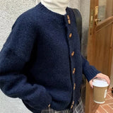 MQTIME  -  2025 Corner Button Sweater Cardigan Casual Loose Spring New Models with Knitted Sweater Jacket Women Clothing