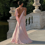 MQTIME  -  Female Summer Party Evening Robes Elegant Split Women's Dresses Solid Square Collar Backless Sleeveless Long Dress Vestidos
